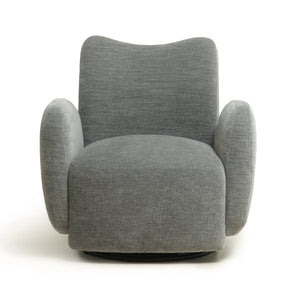 English Elm 360° 360 Swivel Accent Chair Plush Chenille Upholstered Circular Seat for Living Room Office Dark Grey W2901P463495