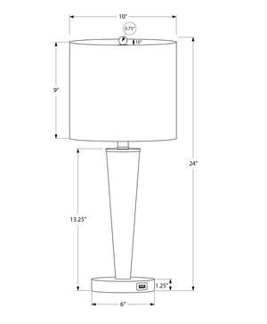 English Elm Lighting, Contemporary Set of 2 USB Table Lamps with Linen Tapered Shades, Nickel Metal Finish Silver 22 L x 11 W x 21 H B2710P220103