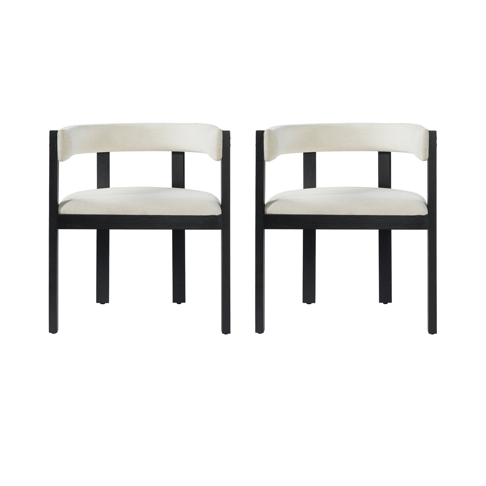 English Elm Bar Stools Set of 2 Rubberwood Barrel Back Counter Height Kitchen Island Seating Beige+Black N771P375072B