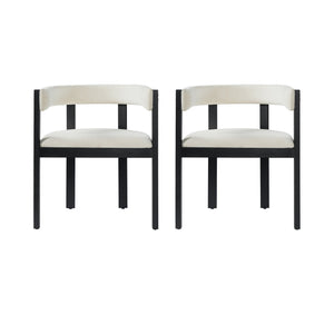 English Elm Bar Stools Set of 2 Rubberwood Barrel Back Counter Height Kitchen Island Seating Beige+Black N771P375072B