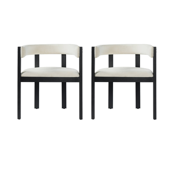 English Elm Bar Stools Set of 2 Rubberwood Barrel Back Counter Height Kitchen Island Seating Beige+Black N771P375072B