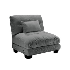 English Elm 27 Modular Armless Chenille Sofa Unit with Solid Wood Frame for Flexible Living Room Seating Gray W714P253482