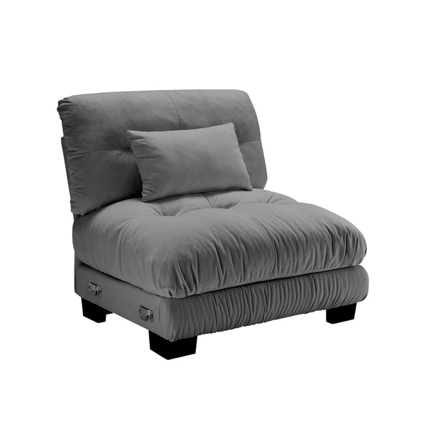 English Elm 27 Modular Armless Chenille Sofa Unit with Solid Wood Frame for Flexible Living Room Seating Gray W714P253482