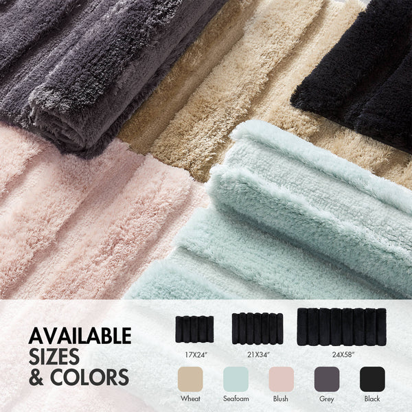 JLA Home Madison Park - Rug Madison Park Tufted Pearl Channel Plush Bath Accent with High-Low Stripe Texture, Machine Washable Black MP72-8459