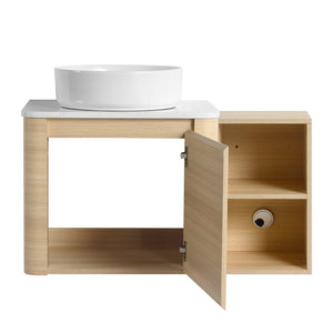 English Elm 36'' Wall-Mounted Bathroom Vanity With Stylish Ceramic Sink, Soft-Close Door, And Smart Storage Solutions W999S00467