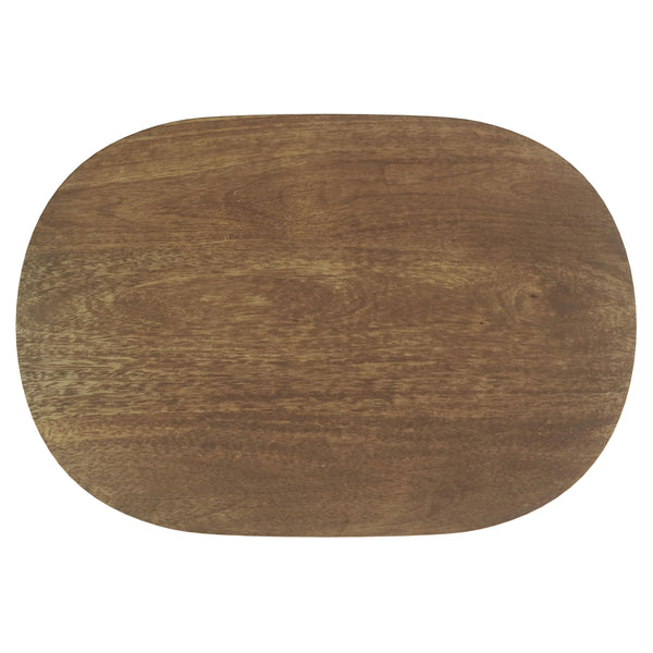 English Elm Alamitos Sculptural Mango Wood Side Table in Rich Brown with L-Shaped Legs, Artistic Rounded Rectangle Design B062P299785