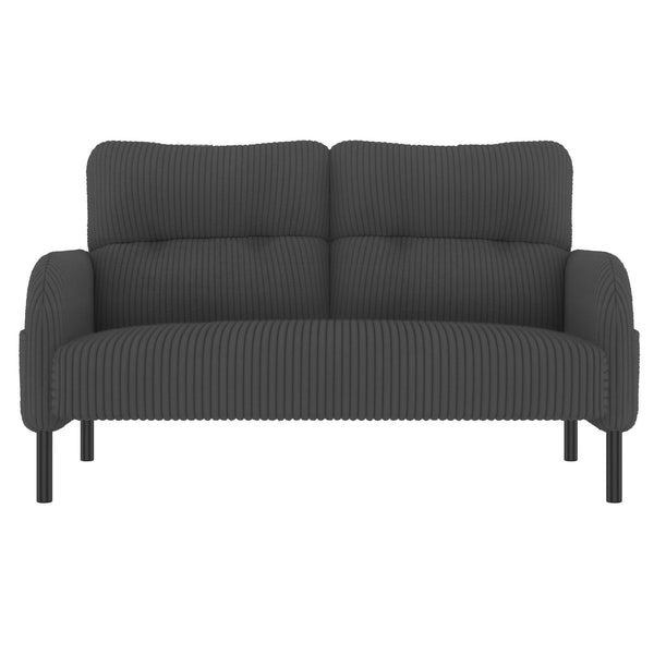 English Elm United We Win Corduroy Two Seat Sofa with Lumbar Support and Built in Storage Pockets Gray W1568P386168