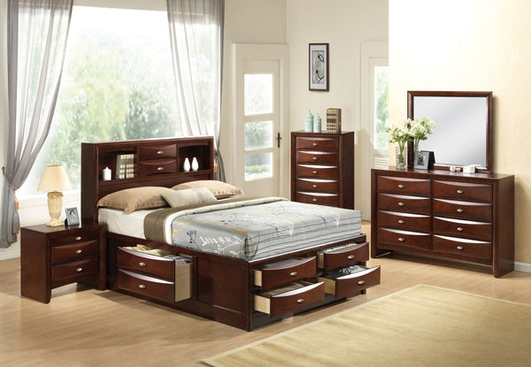 English Elm Ireland Queen Storage Bed Espresso Bookcase Headboard Eight Drawers Bedroom B2726S00584