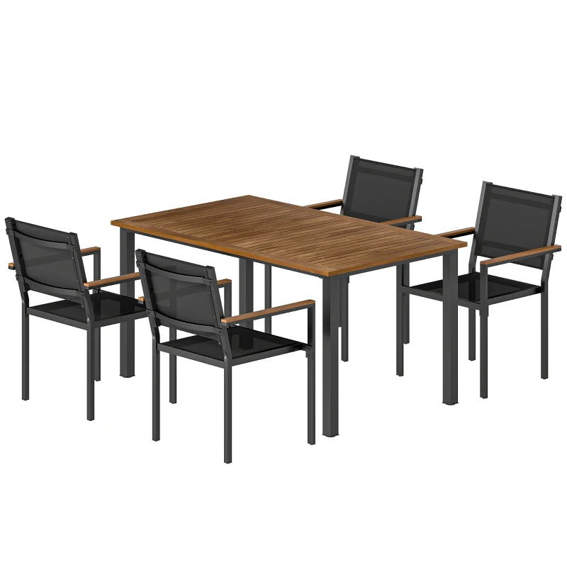 English Elm Conversation Acacia Wood Outdoor Dining Set with Mesh Chairs for Patio or Balcony T3971S00113