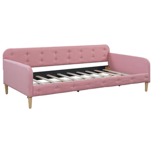 English Elm Twin Upholstered Daybed with Pine Frame and Linen Fabric, Button-Tufted High Sideboard, 79" L Pink N709P266225H