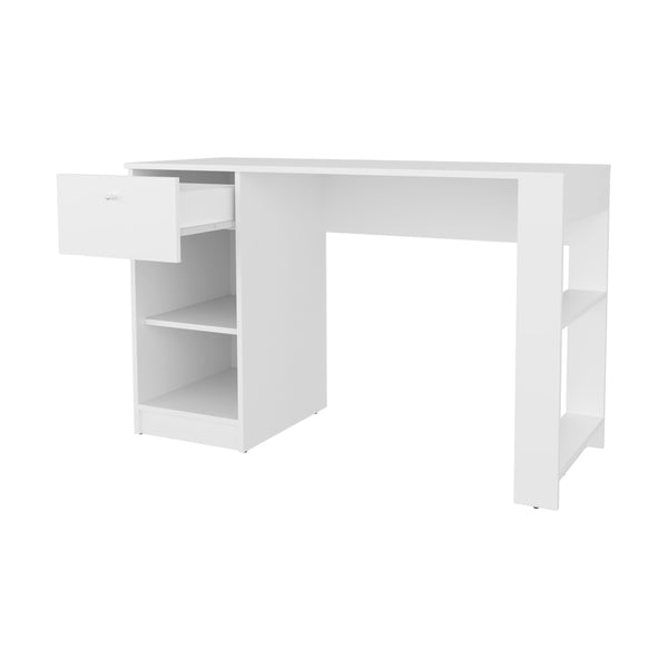 English Elm Sun Modern Computer Desk with Drawer and Open Shelves, Space-Saving Study Station for Home Office White 52.8 L x 20.9 W x 3.5 H B128P263729