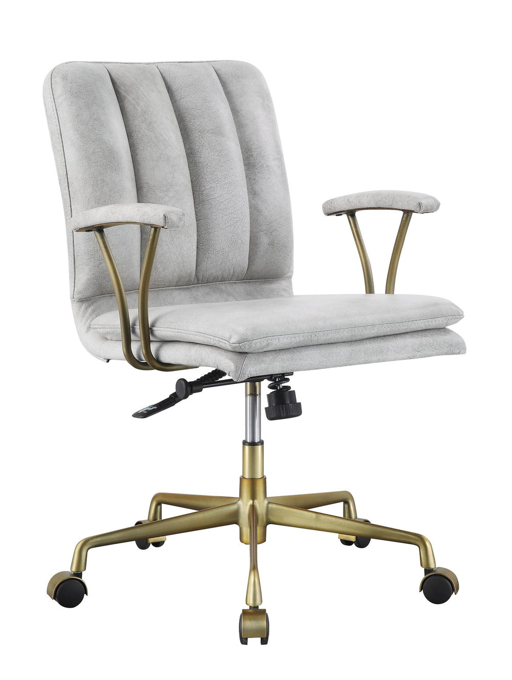 English Elm Damir Vintage White Top Grain Leather Office Chair - Tufted Bentwood Back, Swivel Lift, Casters B2726P256255