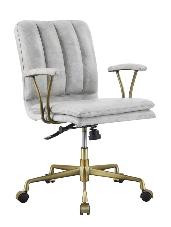 English Elm Damir Vintage White Top Grain Leather Office Chair - Tufted Bentwood Back, Swivel Lift, Casters B2726P256255