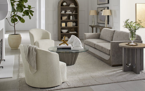 A.R.T. Furniture Bastion Sofa In Mink Finish - Contemporary Design With Silvery Chenille Blend & Pocket Coil Cushions  Parrwood Frame In The Mink Finish 763501-5354