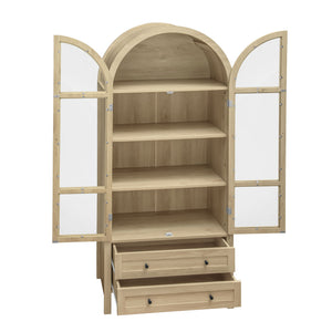 English Elm 70.28" Tall Arched Kitchen Pantry - Stylish Farmhouse Cabinet With Adjustable Shelves For Versatile Storage W688P204443