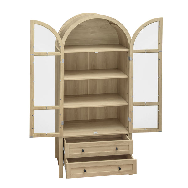 English Elm 70.28" Tall Arched Kitchen Pantry - Stylish Farmhouse Cabinet With Adjustable Shelves For Versatile Storage W688P204443