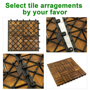 English Elm Acacia Wood Interlocking Deck Tiles Snap Together Patio Balcony Floor 30 Pack T3656P456176