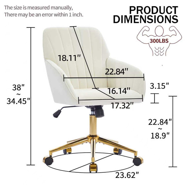 English Elm Ty Ergonomic Swivel Office Chair Memory Foam Seat Gold Base Home Desk Comfort W2311P198739