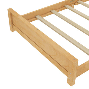 English Elm Twin Low Profile Floor Bed with Guardrails Pine Wood Frame Minimalist Bedroom Natural W1580P438799