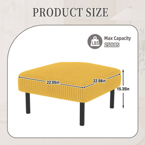 English Elm UNITED Corduroy Ottoman Footstool with Sturdy Frame, Soft Padded Seat, Versatile Living Room Stool Yellow W1568P307255