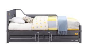 English Elm Cargo Gunmetal Metal Daybed with Twin Trundle, Cargo-Style Recessed Panels, 220lb Limit B2726P292339