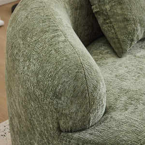 English Elm Green Curved Loveseat Sofa with Round Armrest, Foam & Spring Comfort, 2 Pillows, No Assembly, Compact W3612P348746
