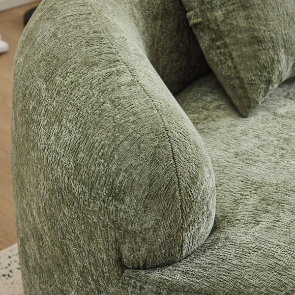 English Elm Green Curved Loveseat Sofa with Round Armrest, Foam & Spring Comfort, 2 Pillows, No Assembly, Compact W3612P348746