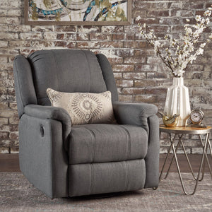 English Elm Christopher Knight Home® - Charcoal Glider Recliner Swivel Chair - Compact Manual Reclining Fabric Seat, Plush Ergonomic Comfort 61368.00CCL