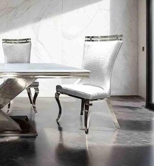 English Elm Glam Upholstered Tiger Print Side Chairs - Set Of 2 With Silver Saber Legs For Dining Elegance B2741S00722