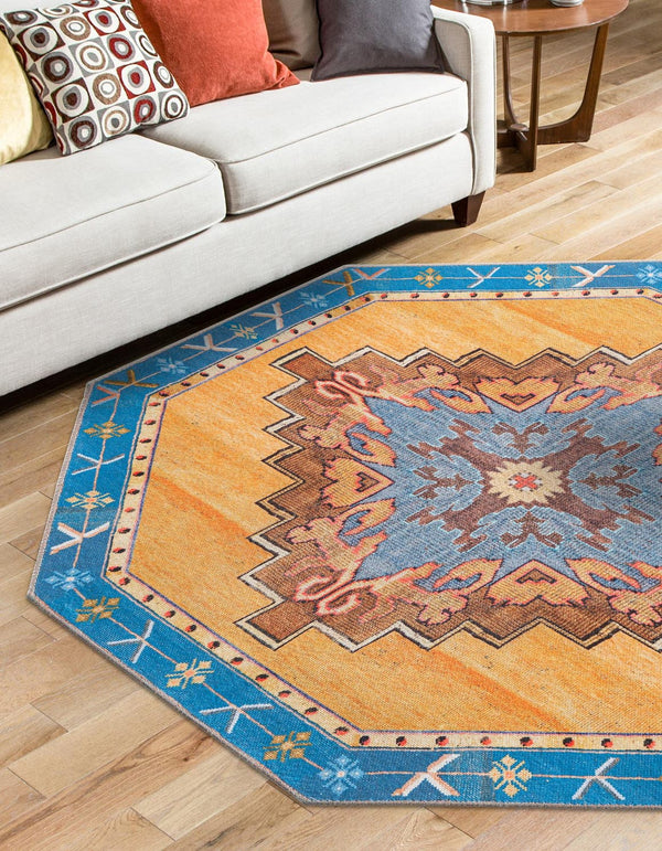 Unique Loom Timeless Thomas Machine Made Medallion Rug Orange, Brown/Ivory/Red/Beige/Black 7' 7" x 7' 7"