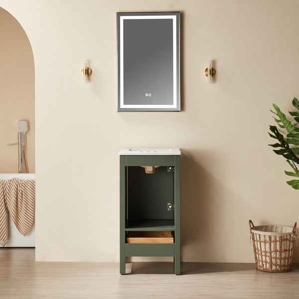 English Elm Fully Assembled 18'' Green Bathroom Vanity – Compact, Stylish, And Ready To Install With Hardware Options! W1826P343437