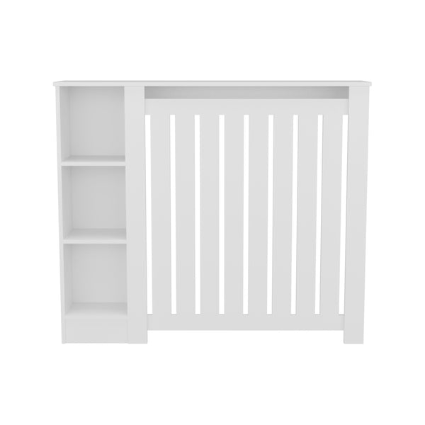 English Elm Radiator Cover Cabinet Slatted Ventilated Enclosure White Finish Entryway Display Shelf B200P362055