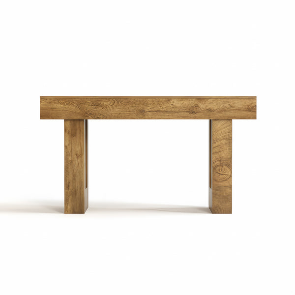 English Elm 63'' Farmhouse Console Table Rustic Wood Grain Sofa for Entryway or Hallway W3204P401255