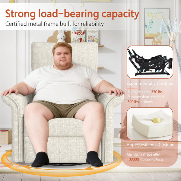 English Elm Power Power Swivel Rocker Recliner Chair with Wide Armrests, Dual USB Charging Ports, Compact Comfort Gray W1028S00054