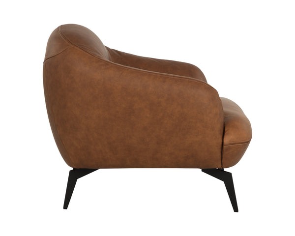 Sunpan Armani Armchair - Luxurious Italian Design with Smooth Curves and Cushioned Comfort for Your Home Cognac Leather
