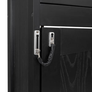 English Elm Full Murphy Bed with Storage Cabinets and Shelves, Space-Saving Wooden Wall Bed with 600lb Capacity Black N7090004009B