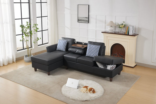 English Elm Hidden Compartment Modular Sectional with Pull Out Drawer and Coordinated Accent Pillows B2730S00065