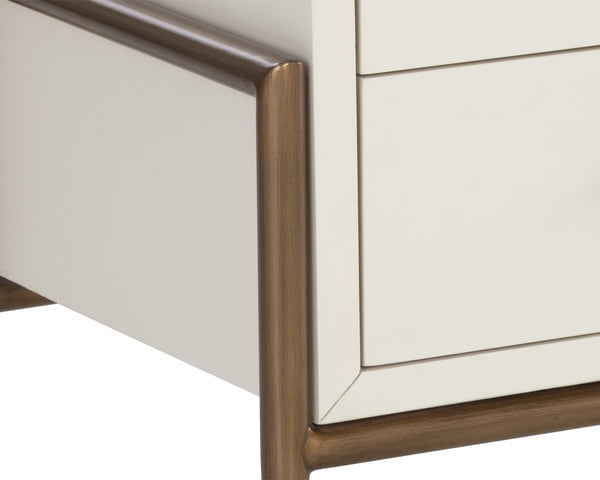 Sunpan Weldrick Nightstand - Elegant Acacia Wood Design with Soft Closing Drawers and Stylish Metal Accents Oyster