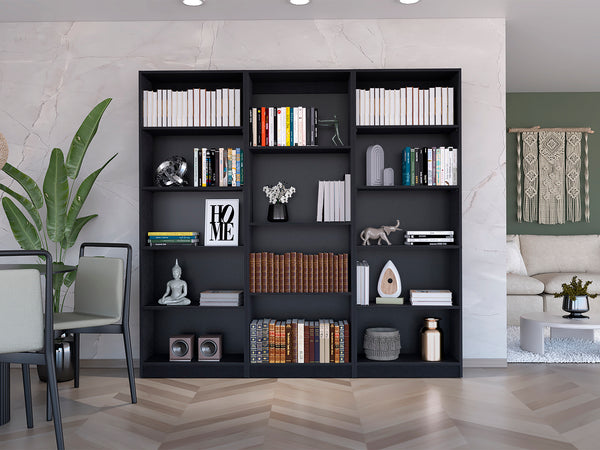 English Elm Bartow 3-Piece Bookcase Set - 14 Shelves For Stylish Storage In Modern Living Room & Office Spaces B070S00284