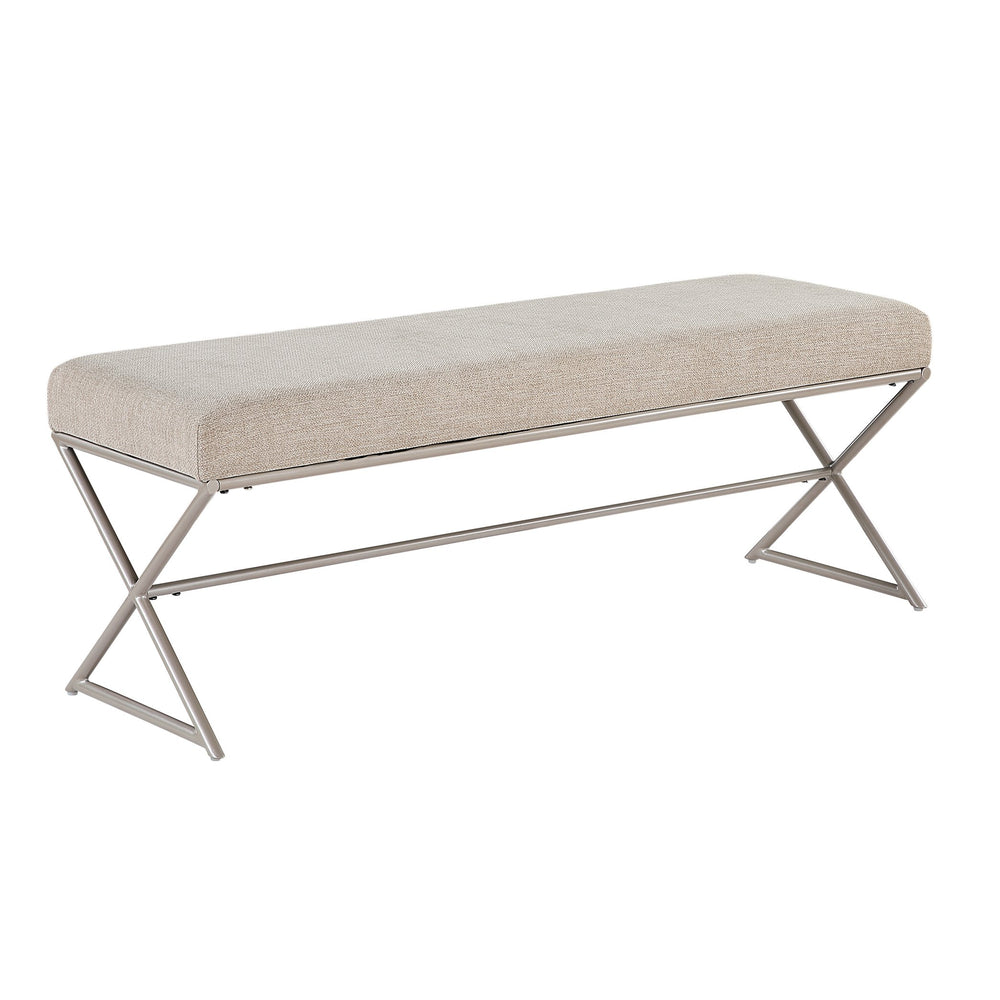 English Elm Contemporary Plush Chenille Upholstered Bench with X-Frame Metal Base, 48" Seat, Modern Entryway Seating Champagne,taupe 50.5 L x 18.5 W x 11.25 H B011P361969