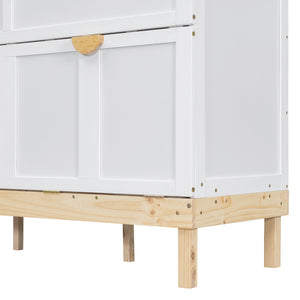 English Elm Queen Murphy Wall Bed Solid Pine Cabinet with Drawer Modern Space Saving Design White N708P243886K