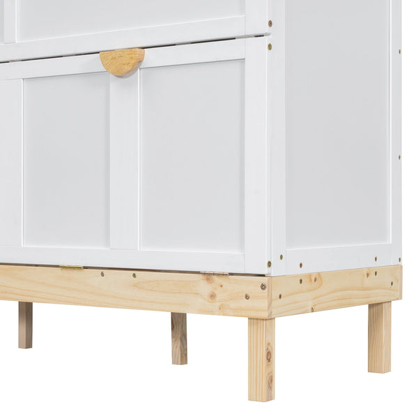 English Elm Queen Murphy Wall Bed Solid Pine Cabinet with Drawer Modern Space Saving Design White N708P243886K