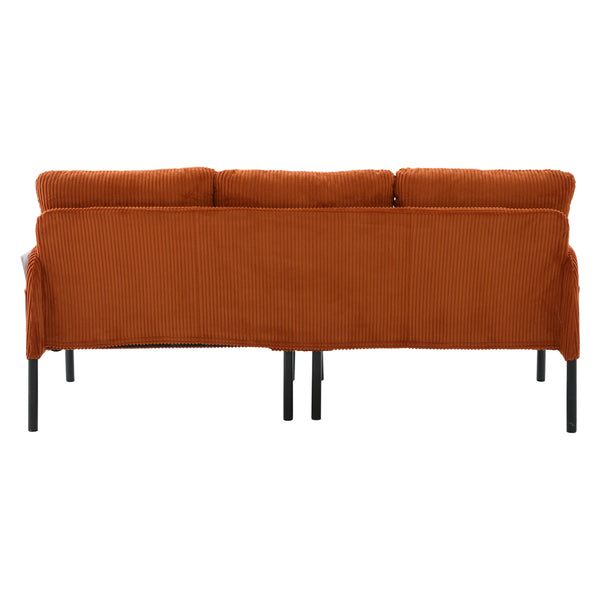 English Elm United We Win Corduroy Loveseat Plush Ergonomic Sofa with Spring Support Metal Legs Orange W1568P410045