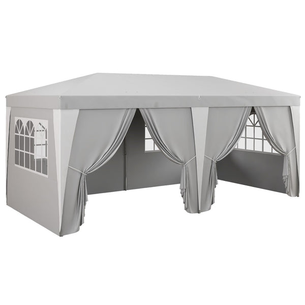 English Elm Outsunny 19 X 10' Instant Pop-Up Canopy Tent With 6 Sidewalls, Adjustable Height For Events & Parties W2225P174226-GIGA