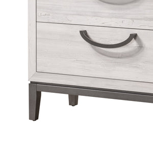 English Elm 1pc Sleek Contemporary Chest of Drawers with 4 Spacious Wooden Drawers, Neutral Finish, Easy Assembly Beige+White 39.3 L x 21.3 W x 45 H B011P266108