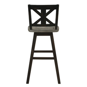 English Elm Pub Height Swivel Chairs Set Of 2 - Distressed Gray & Black X-Back Design For Rustic Charm & Comfort B011P194913-GIGA