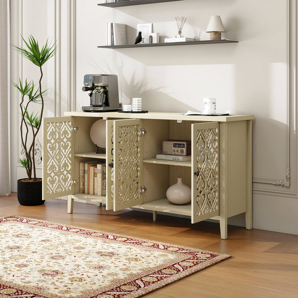 English Elm Hollowed-Out Cabinet With 4 Doors - Stylish American Furniture For Living Room, Bedroom & Study W688P223025