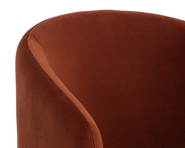 Sunpan LAURYN Lounge Chair in Meg Rust - Modern Barrelback Design for Stylish Comfort in Any Space 109755V