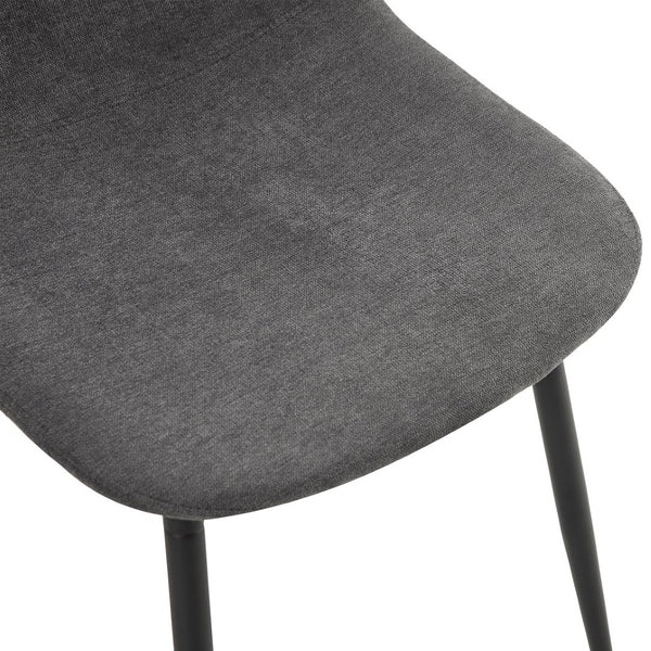 English Elm Table Set - 42" Modern Round Dining Table With 4 Dark Gray Linen Chairs & Sturdy Black Metal Legs W1151S03753-GIGA