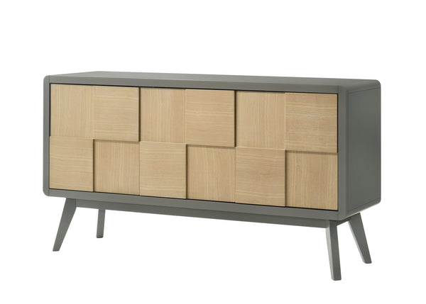 English Elm Blayde 8PC Natural & White Chenille Dining Set with Side Server, Upholstered Chairs, Modern Finish B2726S00350